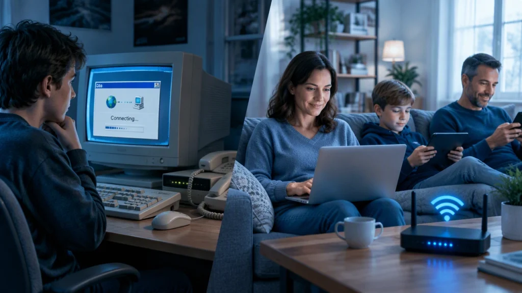 Lịch sử internet: Từ dial-up đến băng thông rộng — kết nối luôn bật đã thay đổi internet gia đình như thế nào
